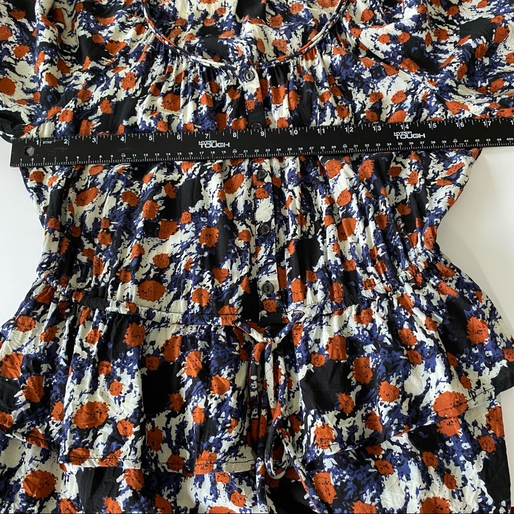 Twentyone Abstract Print Top small long sleeve cinched waist blouse - Picture 7 of 10